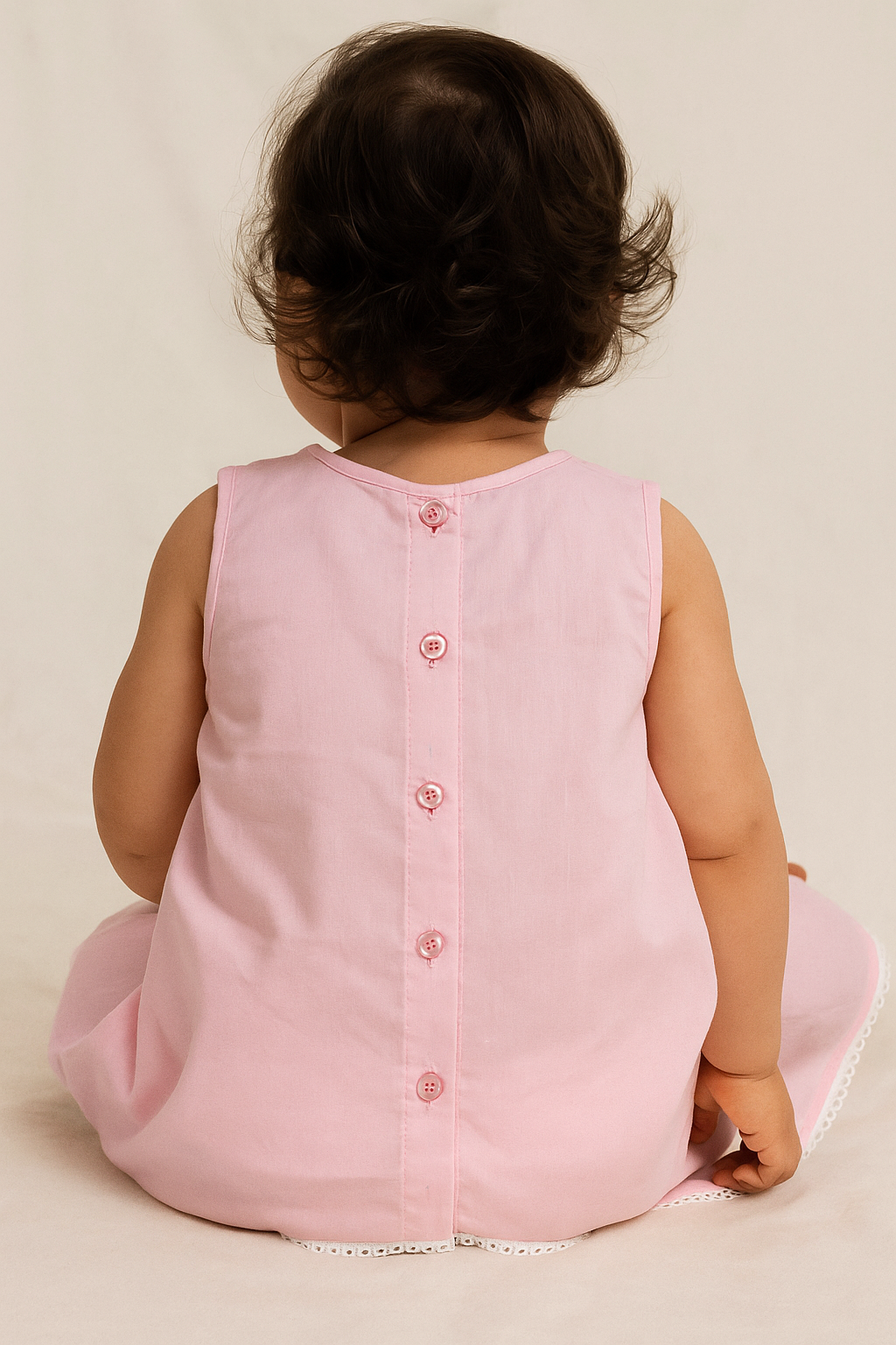 Newborn Baby Girl Cotton Frock – Pink Floral Embroidery
