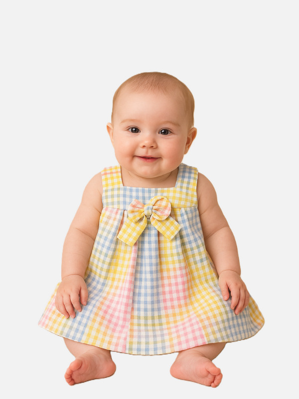 Pastel Check Cotton Baby Frock for Girls