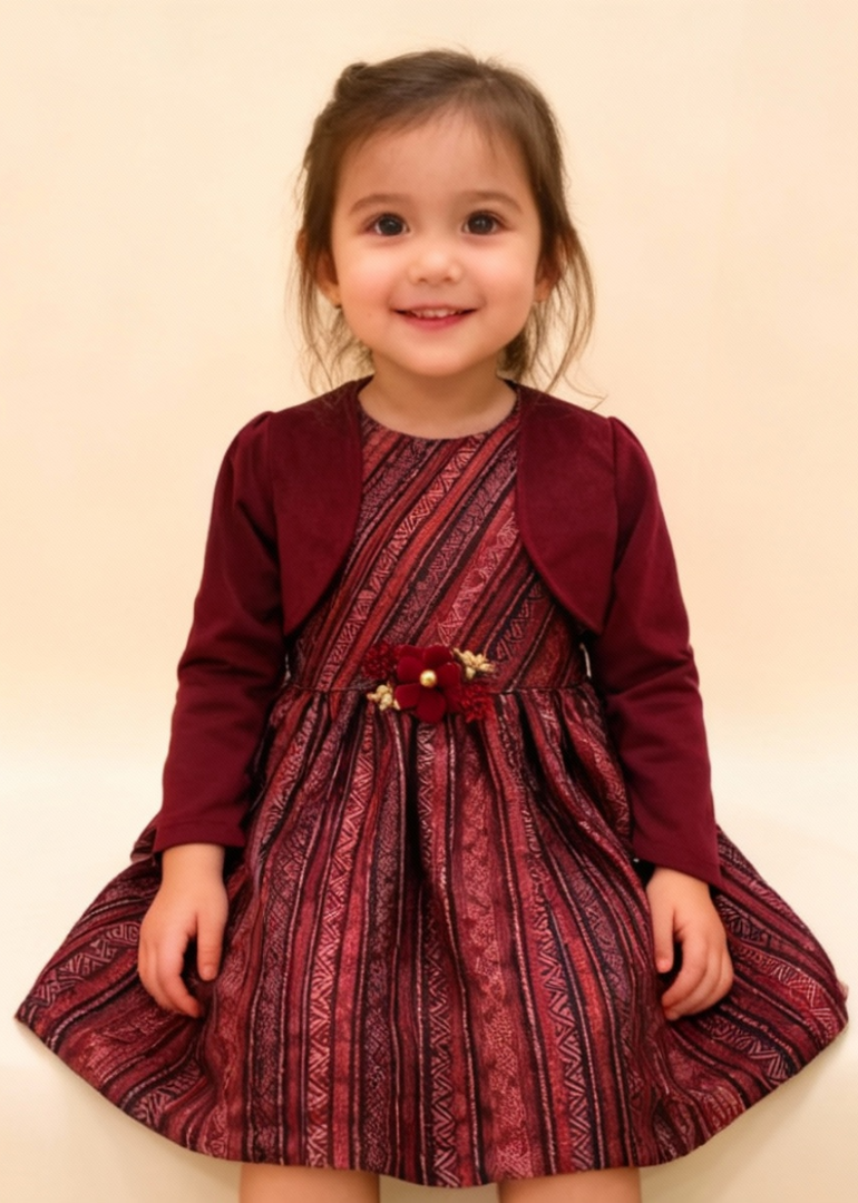 Burgundy/Maroon Celebration Dress with Bolero