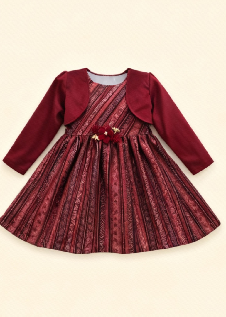 Burgundy/Maroon Celebration Dress with Bolero