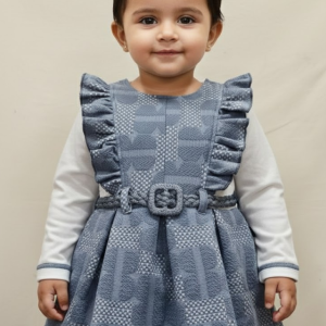 Grey Pinafore Dress with White Blouse Set