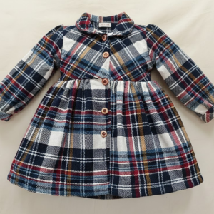 Navy Plaid Flannel Shirt Dress