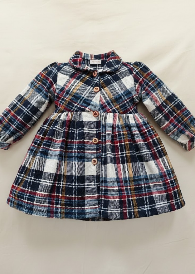 Navy Plaid Flannel Shirt Dress