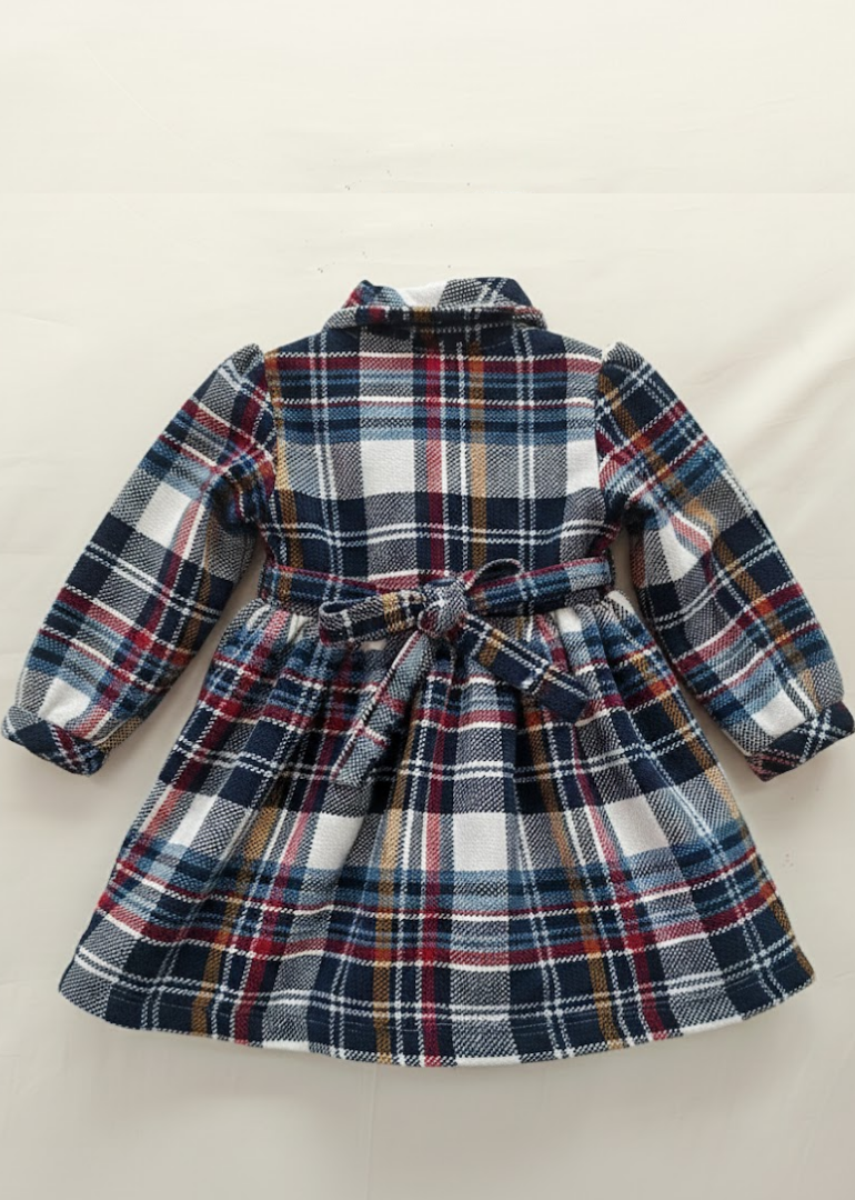 Navy Plaid Flannel Shirt Dress