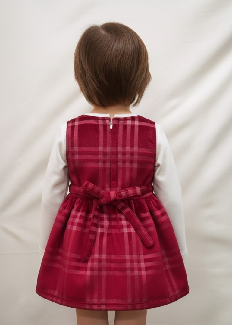 Red Plaid Jumper with White Turtleneck